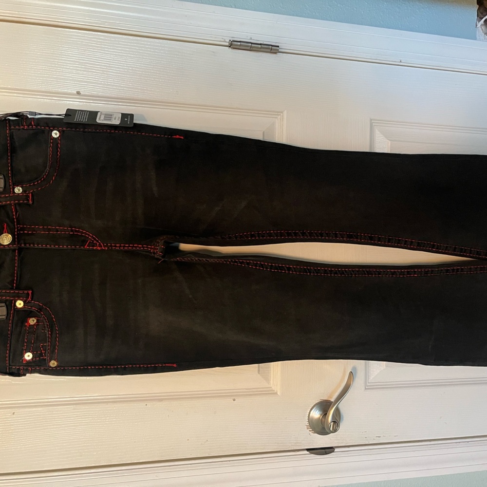 True Religion Red & Black Bootcut Jeans